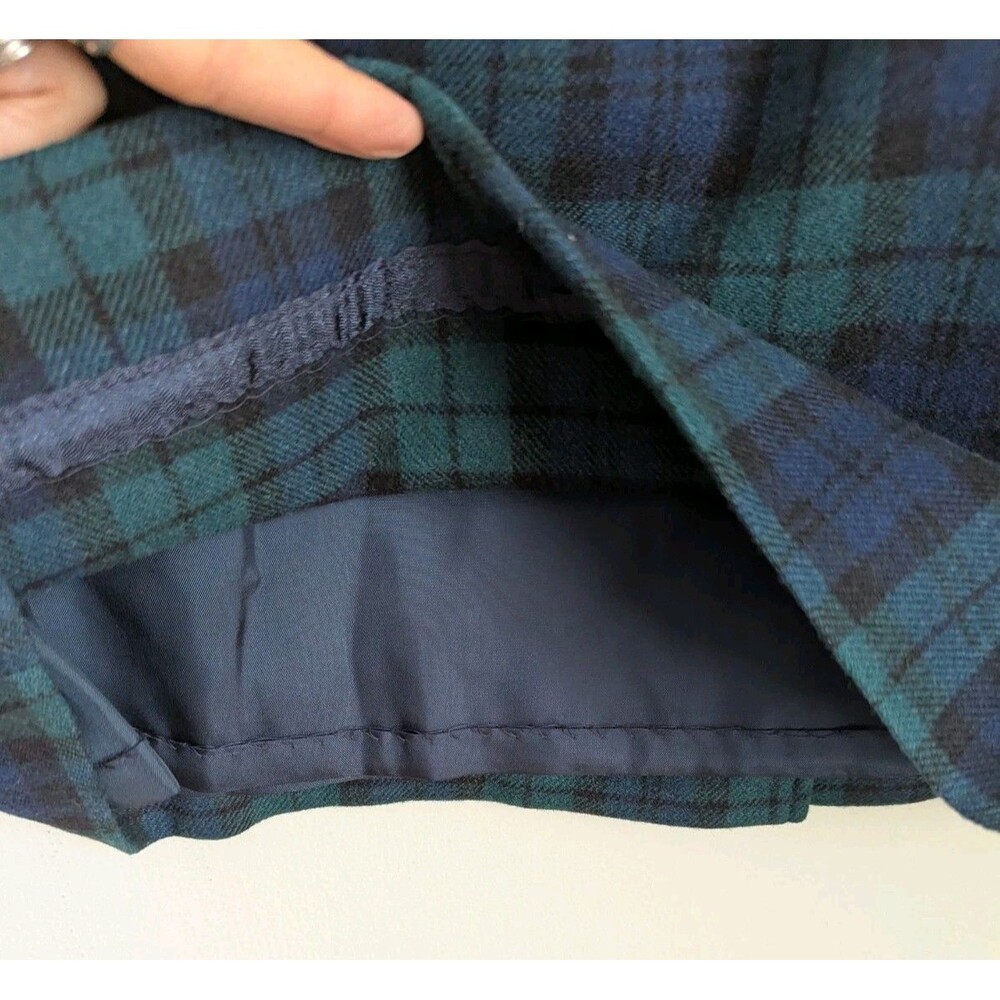 Vtg Pendleton Wool Skirt Blackwatch Tartan Plaid USA Tagged 8 Navy Green Classic - Picture 5 of 9